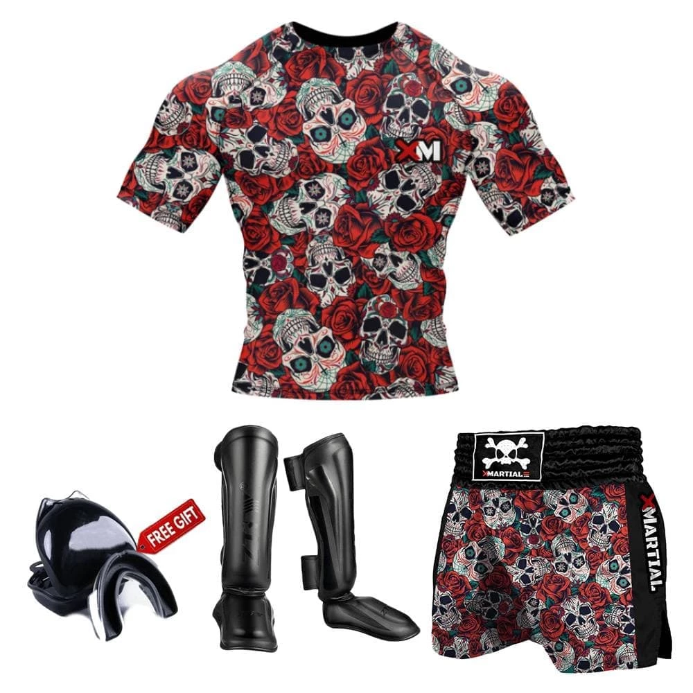 XMARTIAL Skull And Roses Muay Thai Gear BJJ Bundles (Best Deals) 5 XMARTIAL Skull And Roses Muay Thai Gear BJJ Bundles (Best Deals)