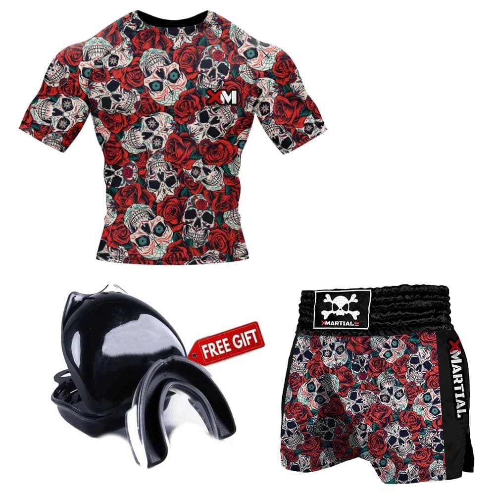 XMARTIAL Skull And Roses Muay Thai Gear BJJ Bundles (Best Deals) 3 XMARTIAL Skull And Roses Muay Thai Gear BJJ Bundles (Best Deals)