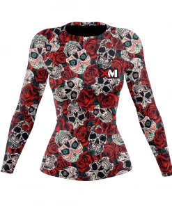 XMARTIAL Rash Guards Skull And Roses Women's Rash Guard