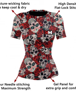 XMARTIAL Rash Guards Skull And Roses Women's Rash Guard 14 XMARTIAL Rash Guards Skull And Roses Women's Rash Guard