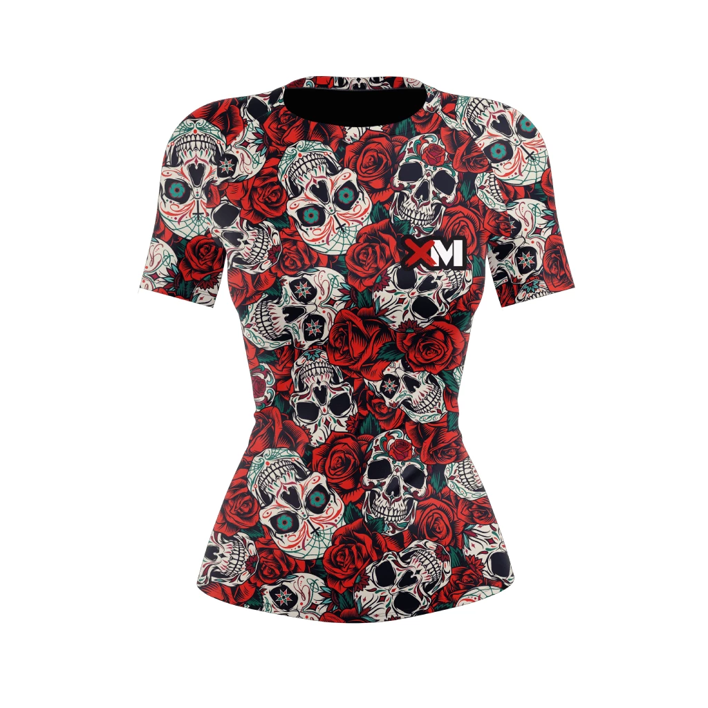 XMARTIAL Rash Guards Skull And Roses Women's Rash Guard 5 XMARTIAL Rash Guards Skull And Roses Women's Rash Guard