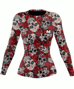 XMARTIAL Rash Guards Skull And Roses Women's Rash Guard