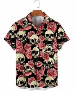 XMARTIAL Skulls And Roses Casual Shirt