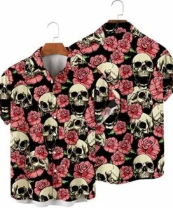 XMARTIAL Skulls And Roses Casual Shirt
