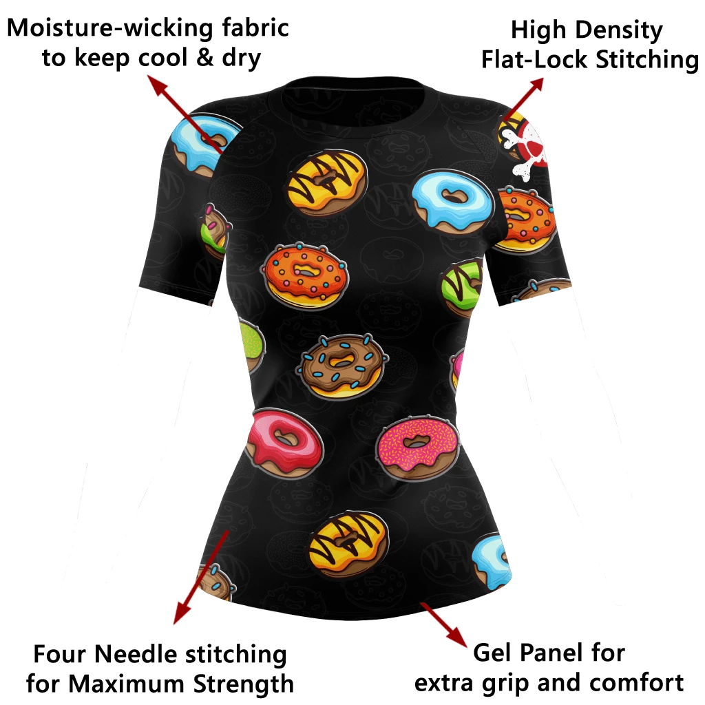 XMARTIAL Sprinkled Donuts Women's Rash Guard 7 XMARTIAL Sprinkled Donuts Women's Rash Guard