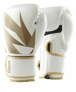 XMARTIAL Muay Thai Gear White Gold Pro Muay Thai Boxing Gloves