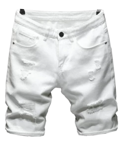 XMARTIAL New Arrival White Ripped Denim Shorts