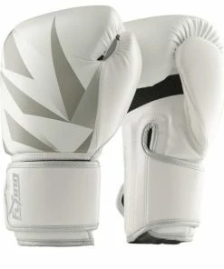 XMARTIAL Muay Thai Gear White Silver Pro Muay Thai Boxing Gloves