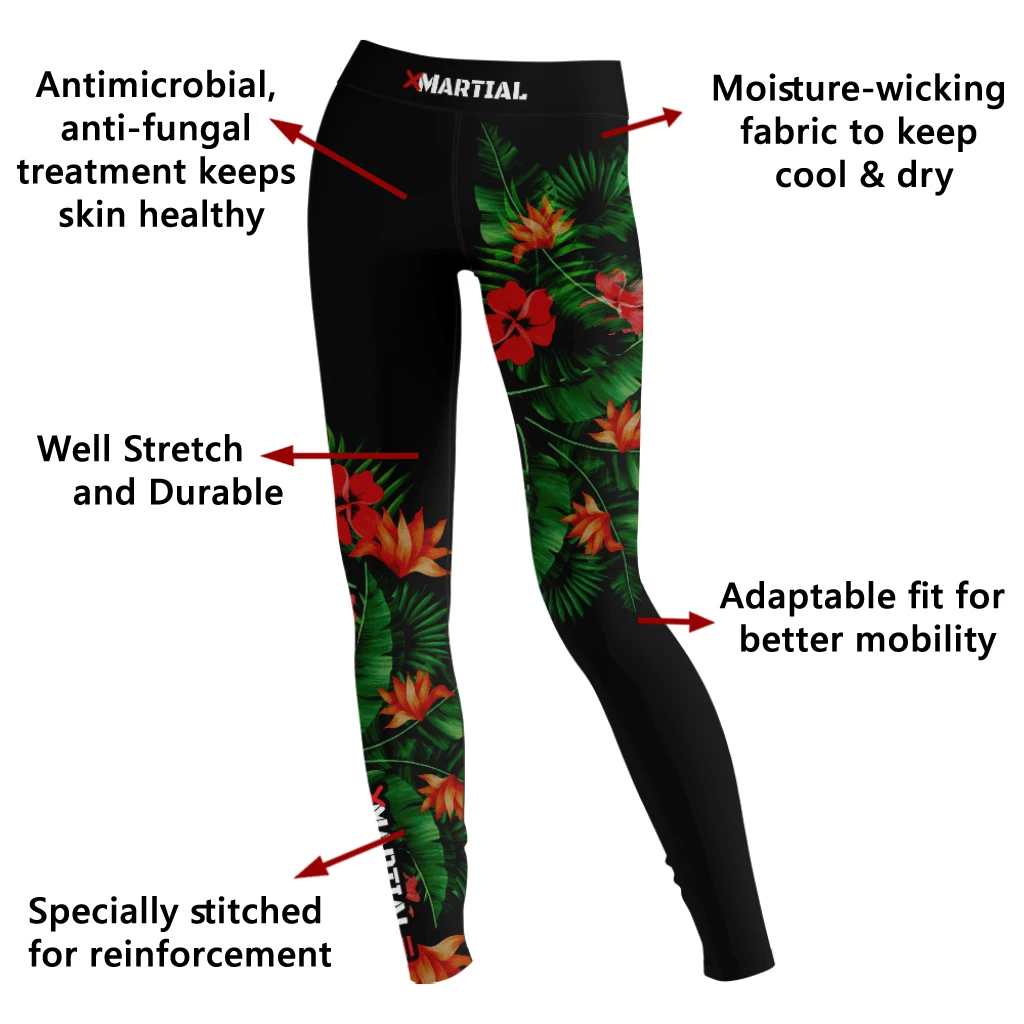XMARTIAL Compression Pants Tropical Flower Women’s Spats 4 XMARTIAL Compression Pants Tropical Flower Women’s Spats